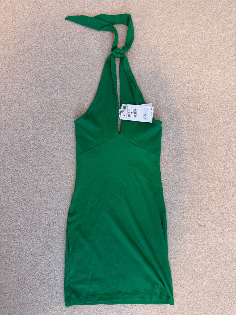 Green Halter Tie Mini Dress - Zara Size M NEVER WORN